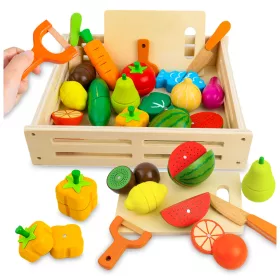    FRUTTA VERDURA IN LEGNO DA TAGLIO SU MAGNETE PER BAMBINI XXL SET