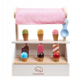   Set gelateria in legno con tettoia per bambini. Gelato su magnete XXL