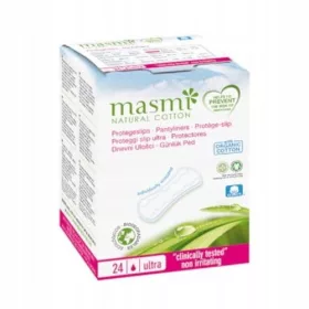    Masmi Pantyliners assorbenti ultrasottili e anatomici in cotone biologico, 24 pezzi