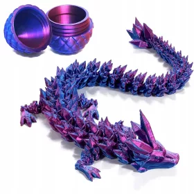    UOVO DI DRAGO 3D STAMPATO CON DRAGO DI CRISTALLO MOBILE 30CM VIOLA LASER