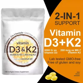   Integratore di Vitamina D3 K2 in Softgels Extra Forti con Olio di Cocco