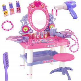    Grande toeletta per bambini, accessori per la tavola, luci, suoni, asciugacapelli, gioielli