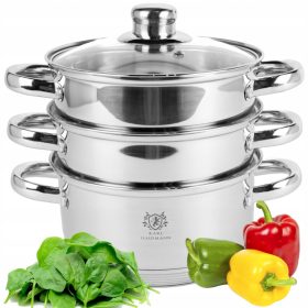   Pentola a Vapore in Acciaio Inox con Coperchio - Cucina Sana, 2.4L