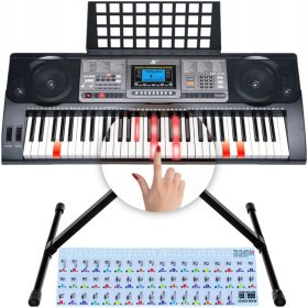    Tastiera per l'apprendimento TASTI ILLUMINATI CON SUPPORTO PER TASTIERA + Adesivi per note