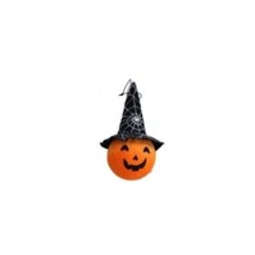    ZUCCA MORBIDA DECORATIVA CON CAPPELLO DI HALLOWEEN, ZUCCA DI HALLOWEEN 18 CM