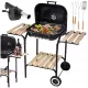  GRANDE GRIGLIA A CARBONE PIEGHEVOLE DA GIARDINO SU RUOTE CON RIPIANI GRIGLIA PER BARBECUE ROTTAGE