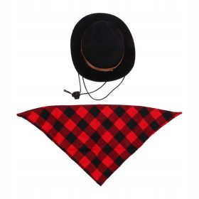    Cappello da cowboy e sciarpa per un cane, costume di Halloween e gioco di ruolo