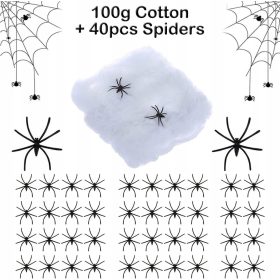    DECORAZIONE HALLOWEEN 40x RAGNI + RAGNATELA 100g DECORAZIONE FESTA SPAVENTOSA