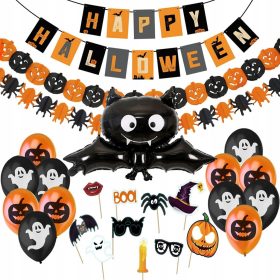    DECORAZIONE HALLOWEEN SET DI DECORAZIONI PER FESTE DA 26 PEZZI PALLONCINI BANNER