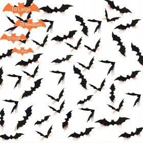    ADESIVI PIPISTRELLI 60x SET PIPISTRELLI VARIE DIMENSIONI PER HALLOWEEN