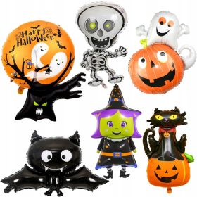    PALLONCINI HALLOWEEN SET DA 6 PALLONCINI PER FESTE GATTO SCHELETRO ZUCCA PIPISTRELLO