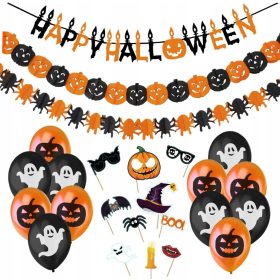    DECORAZIONE HALLOWEEN SET DI DECORAZIONI PER FESTE DA 25 PEZZI PALLONCINI BANNER