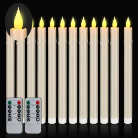    Candele coniche senza fiamma, confezione da 12, 10,6 pollici, illuminazione calda - avorio