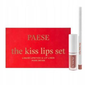    PAESE The Kiss Lips Set Set matita labbra e rossetto liquido 01 Nude Beige