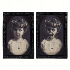    Cornice per foto di Halloween spaventosa, 3D, attivata dal movimento, perfetta per una casa infestata