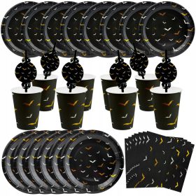    Set grande di piatti, tazze, tovaglioli, cannucce, pipistrelli di Halloween, 40 pz
