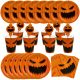  Set grande di piatti, tazze, tovaglioli, cannucce, zucca di Halloween, 40 pz