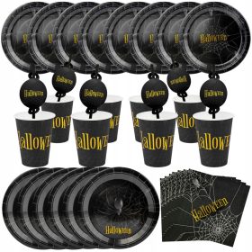  Set grande di piatti, tazze, tovaglioli, cannucce, Halloween Spider, 40 pz