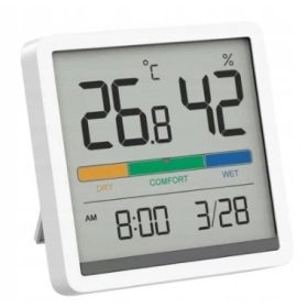  Termometro e igrometro con sensore con orologio, bianco