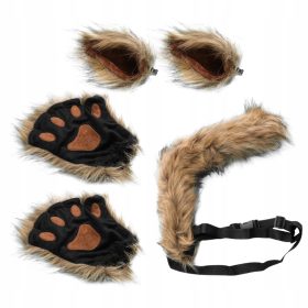    1 set di mollette per orecchie di gatto con zampe di gatto e coda di gatto