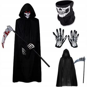    Set mantello da 5 pezzi/set per Halloween Grim Reaper, costume da mantello nero