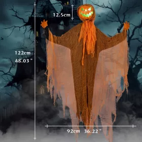    Spaventosa zucca di Halloween con decorazioni pendenti con luci e suoni