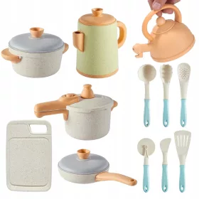   SET CUCINA GRANDE PER BAMBINI PENTOLE PIATTI CUCCHIAI ACCESSORI DA CUCINA