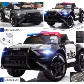    AUTO Auto a batteria POLIZIA Pelle RUOTE IN GOMMA EVA Megafono + TELECOMANDO