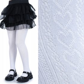    Collant bambina bianchi, cotone, jacquard, calde fantasie di cotone invernale