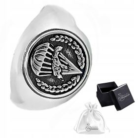    Anello con sigillo in argento 925 Anello simbolo del paracadutista | r.34