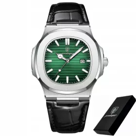    POEDAGAR ELEGANT OROLOGIO DA UOMO CON CINTURINO IN PELLE, SCATOLA, DATARIA