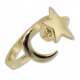    Anello antistress (ruotabile) con stella e luna, in acciaio chirurgico