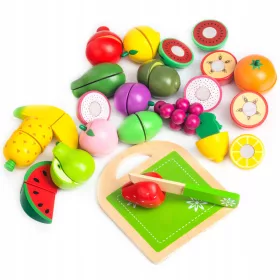    FRUTTA IN LEGNO DA TAGLIARE CON COLTELLO IN VELCRO SET XXL REGALO PER UN BAMBINO