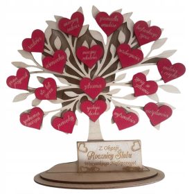    Albero regalo per anniversario di matrimonio 3D in piedi con supporto, auguri incisi