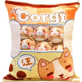    CUSCINO PER BUDINO IMBOTTITO CON GRAZIOSI CANI CORGI IN REGALO.