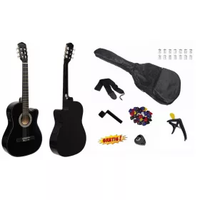    CHITARRA ELETTROCLASSICA 4/4 MONTANA CEQ NERA LUCIDO + ACCESSORI - SET