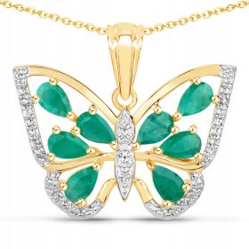  CIONDOLO CON ZIRCONI SMERALDO NATURALE PLACCATO ORO