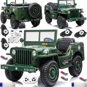    Auto JEEP WILLYS 4X4 con batteria 12V14AH, ruote EVA, esercito americano