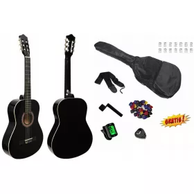 CHITARRA CLASSICA MONTANA NERA 4/4 + ACCESSORI + OMAGGI