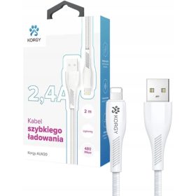    Cavo USB-A - Lightning Korgy ALW20 2m Ricarica rapida 480 Mb/s Bianco