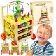  PUSHER EDUCATIVO CAMMINATORE IN LEGNO PASSEGGINO CUBO EDUCATIVO PER L'APPRENDIMENTO DEL BAMBINO