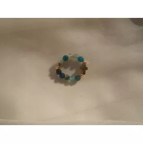    anello flessibile su elastico, agata, croce di turchese, ematite