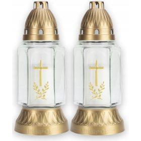   2 Lumi A Cappella In Vetro Trasparente con Decorazioni - Durata 45 Ore