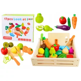    FRUTTA E VERDURA IN LEGNO IN UNA SCATOLA MAGNETICA DA CUCINA