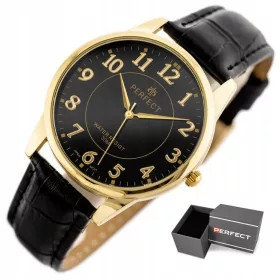    OROLOGIO DA UOMO LARY PERFETTO + SCATOLA + numeri INCISI, classica pelle nera