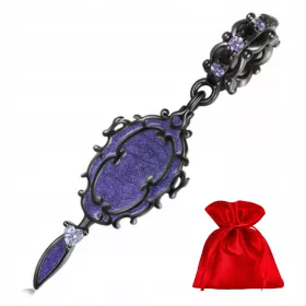    H304 Ciondolo in argento con specchio nero magico, charms perline in argento 925
