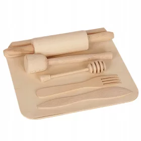    Un piccolo set da chef in legno composto da 6 elementi, creativo e didattico