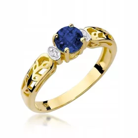    Anello in oro 585, zaffiro e diamanti, regalo elegante, di qualsiasi dimensione