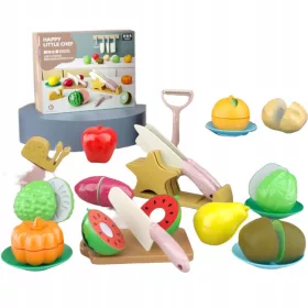    Set giochi da cucina, posate per frutta e verdura, 21 pezzi, cucina rosa