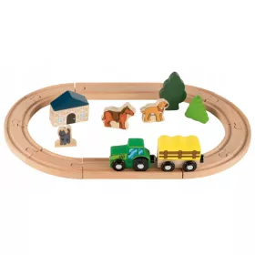    Set giocoso di treni in legno da 18 pezzi con cingoli per animali da fattoria